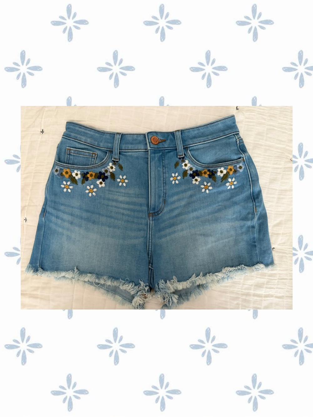 LC Lauren Conrad Light Blue High-Rise Cutoff Denim Shorts